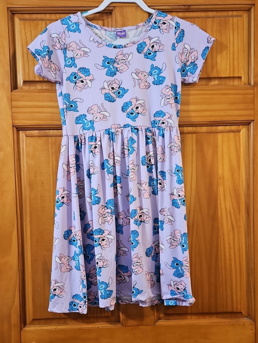 Girls' Lavender Cartoon Animal Print Twirl Dress